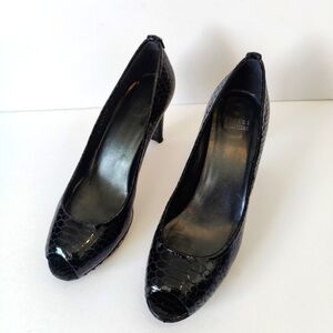Stuart Weitzman patent leather peep toe heels